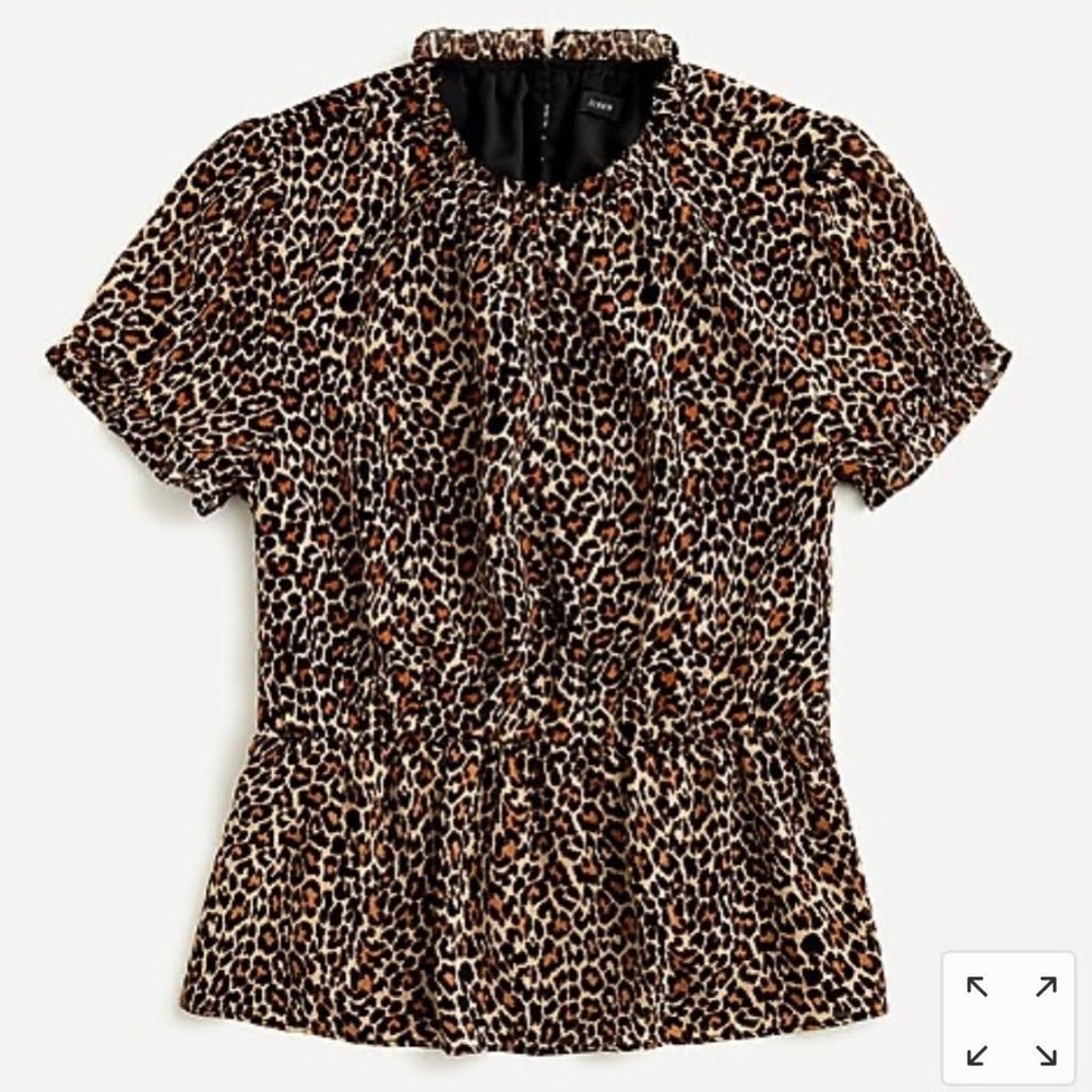 NWT J. Crew Peplum Cap Sleeve Leopard Top